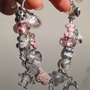 Charming Pink and Silver Bracelet